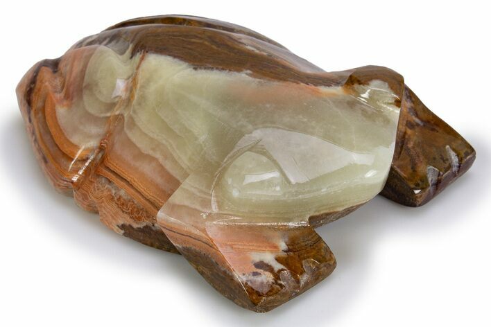 Carved Green Banded Calcite Frog - Pakistan #301359